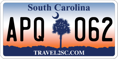 SC license plate APQ062