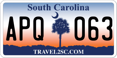 SC license plate APQ063