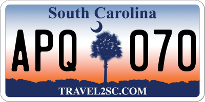 SC license plate APQ070