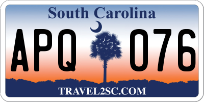SC license plate APQ076