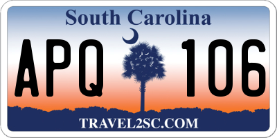 SC license plate APQ106