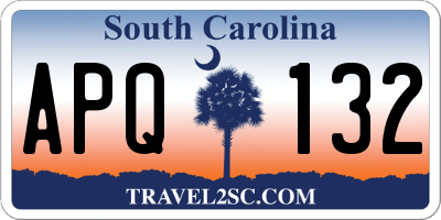 SC license plate APQ132