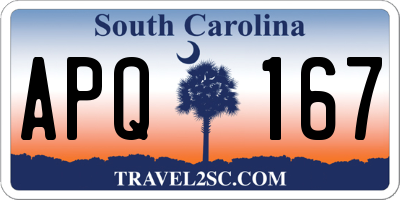 SC license plate APQ167