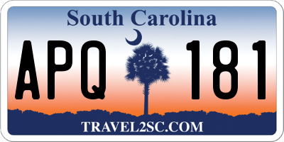 SC license plate APQ181