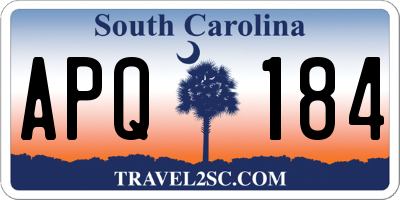 SC license plate APQ184