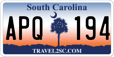 SC license plate APQ194