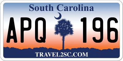 SC license plate APQ196