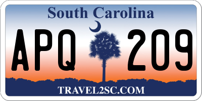 SC license plate APQ209