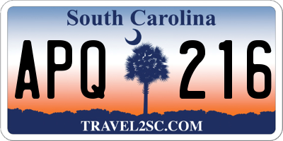 SC license plate APQ216