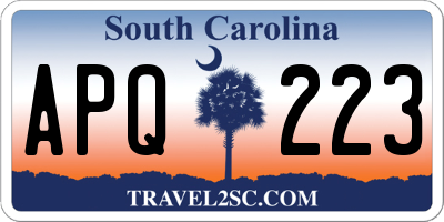 SC license plate APQ223