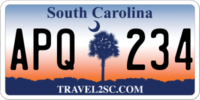 SC license plate APQ234