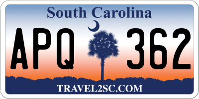 SC license plate APQ362