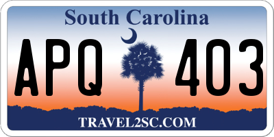 SC license plate APQ403