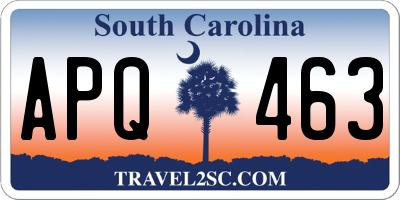 SC license plate APQ463