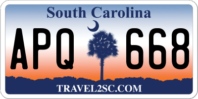 SC license plate APQ668
