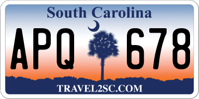 SC license plate APQ678