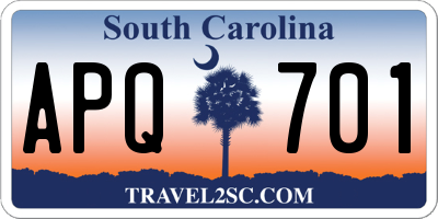 SC license plate APQ701