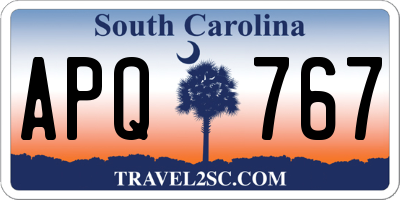 SC license plate APQ767
