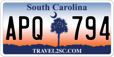 SC license plate APQ794