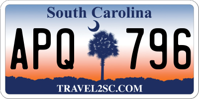 SC license plate APQ796