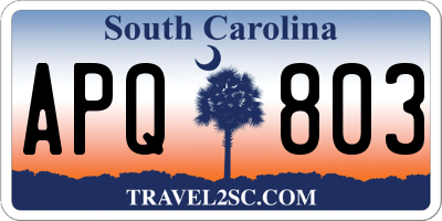 SC license plate APQ803