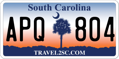 SC license plate APQ804