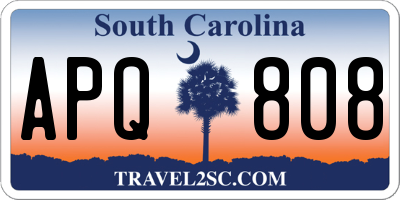 SC license plate APQ808