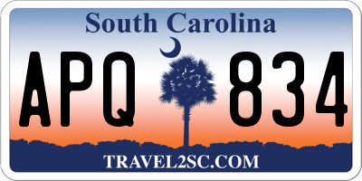 SC license plate APQ834