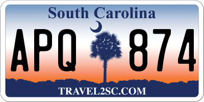 SC license plate APQ874