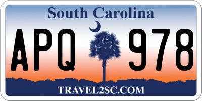 SC license plate APQ978