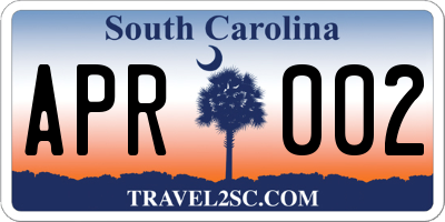 SC license plate APR002