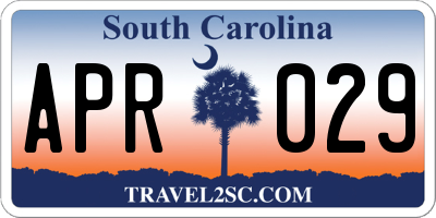 SC license plate APR029