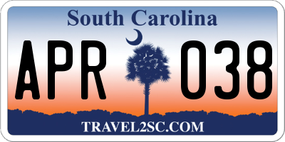 SC license plate APR038