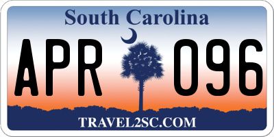 SC license plate APR096