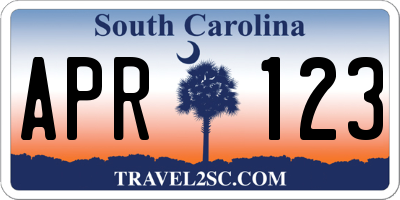 SC license plate APR123