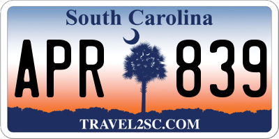 SC license plate APR839