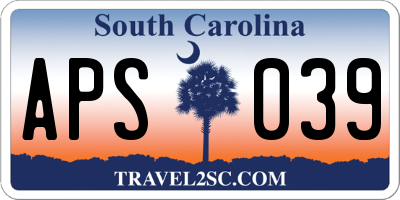 SC license plate APS039