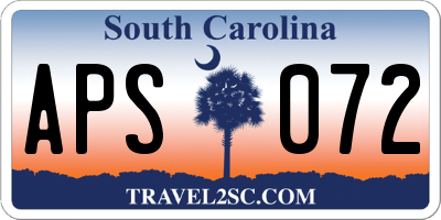 SC license plate APS072
