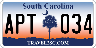 SC license plate APT034