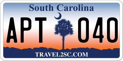SC license plate APT040