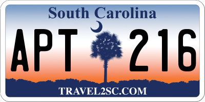 SC license plate APT216
