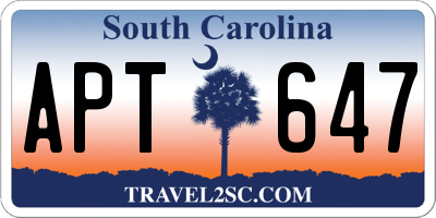 SC license plate APT647