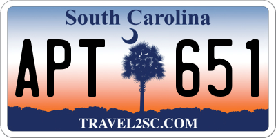 SC license plate APT651