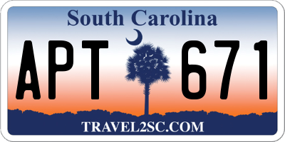 SC license plate APT671