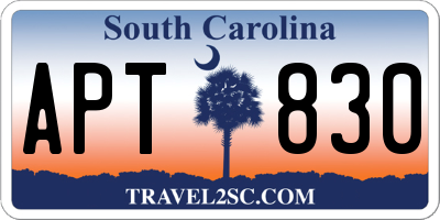 SC license plate APT830