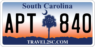 SC license plate APT840