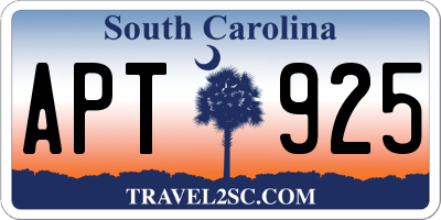 SC license plate APT925