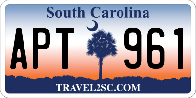 SC license plate APT961