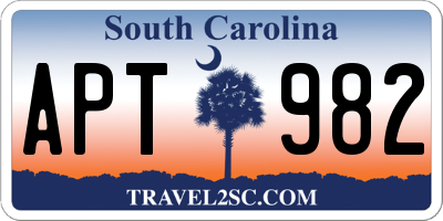 SC license plate APT982