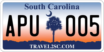 SC license plate APU005